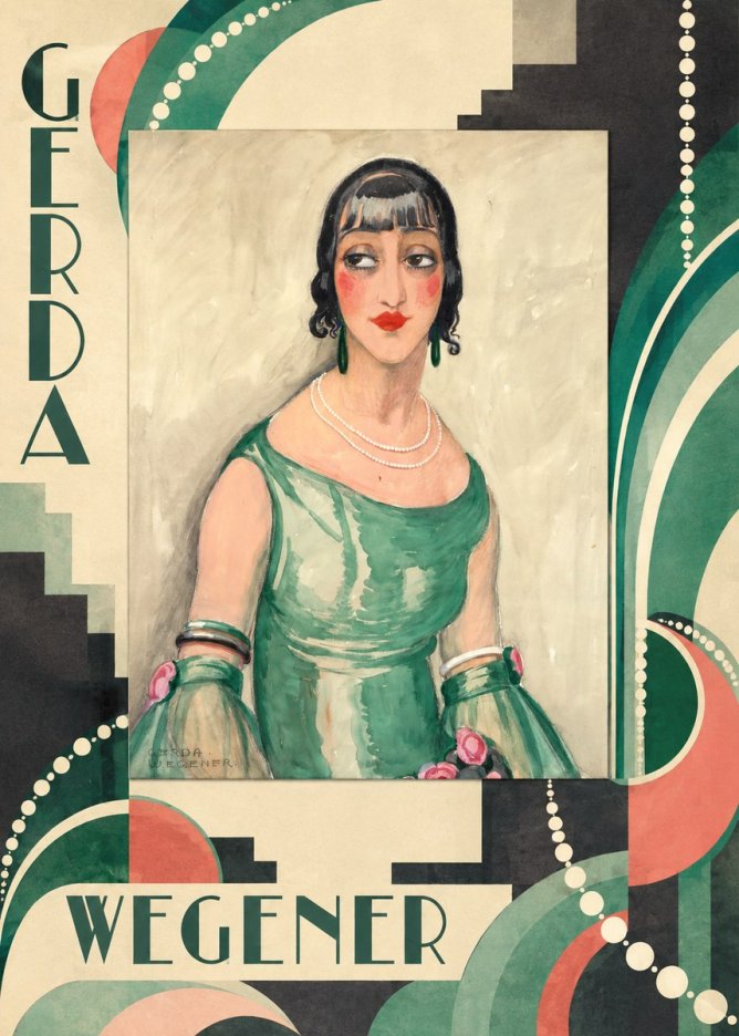 Gerda Wegener Portrait of a Woman in Green Dress No4 - Poster