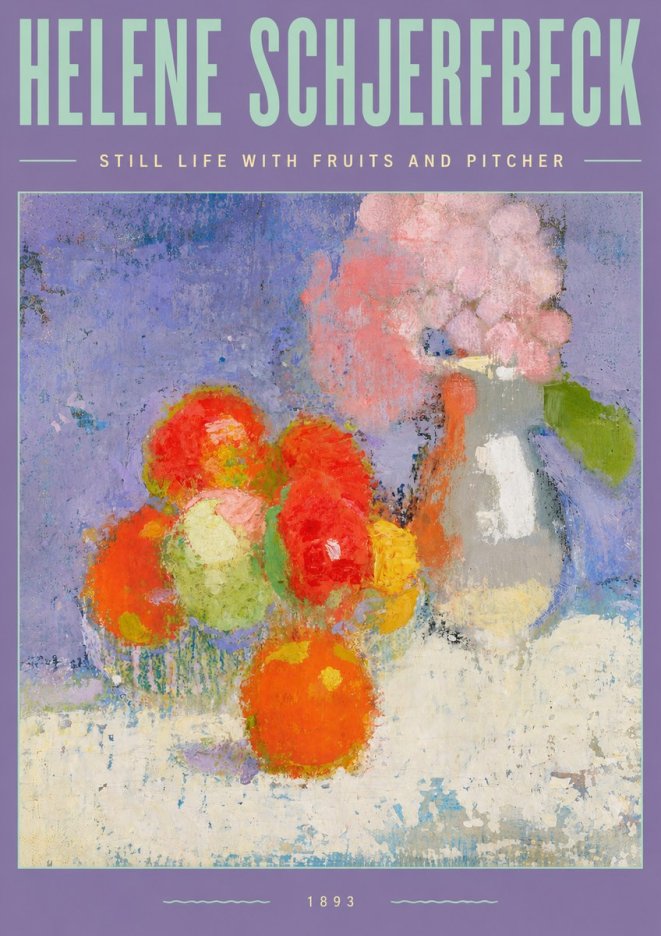 Helene Schjerfbeck Still Life with Fruits and Pitcher No3 - Poster