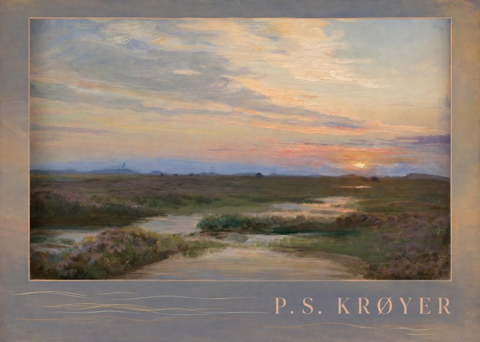 P.S. Krøyer Moorland with Sunset No2 - Poster