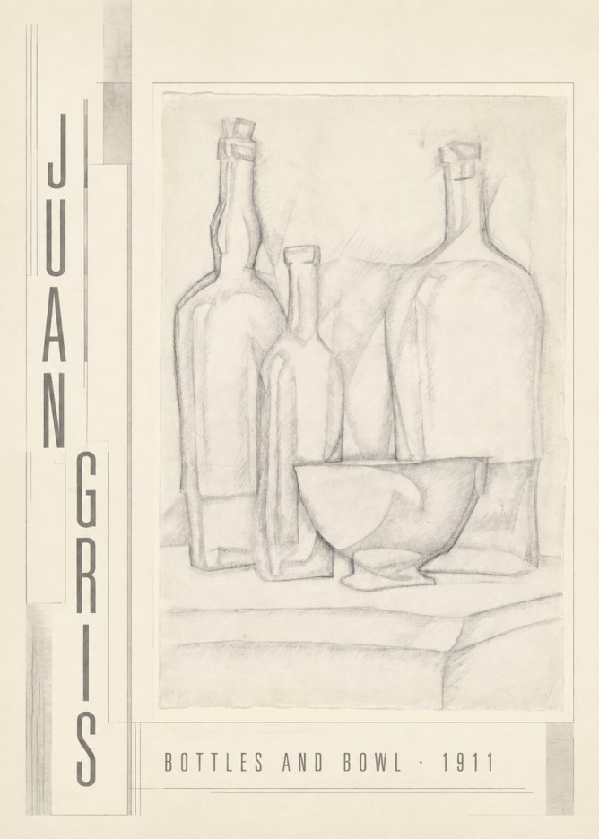Juan Gris Bottles and Bowl No3 - Poster