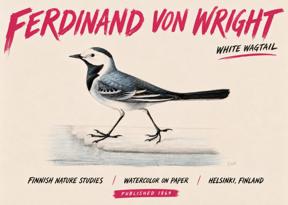 Ferdinand von Wright White Wagtail No6 - Poster