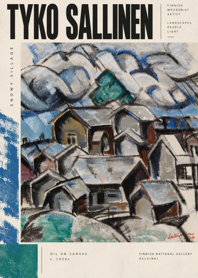 Tyko Sallinen Snowy Village No5 - Poster