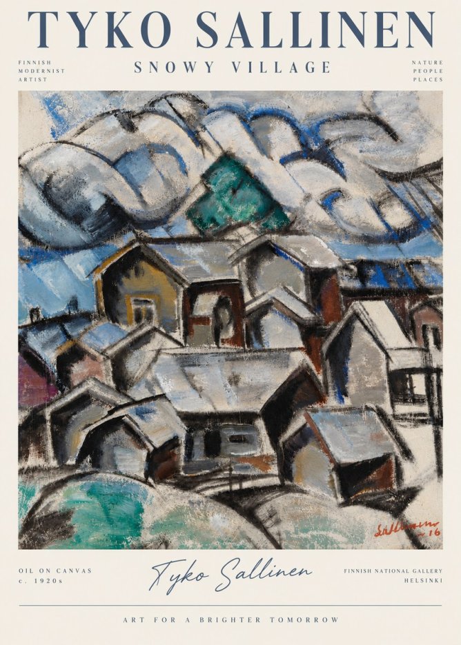 Tyko Sallinen Snowy Village No6 - Poster