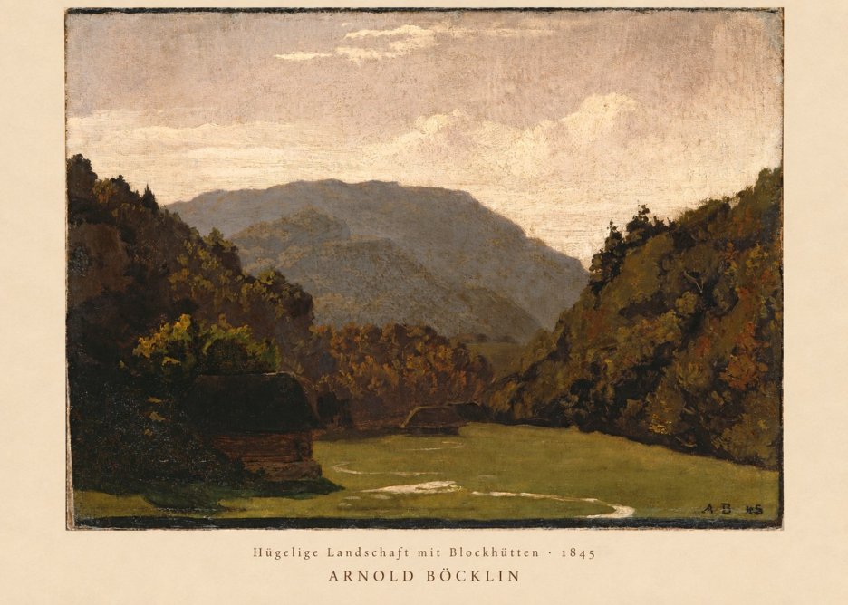 Arnold Böcklin Hügelige Landschaft Mit Blockhütten No2 - Poster