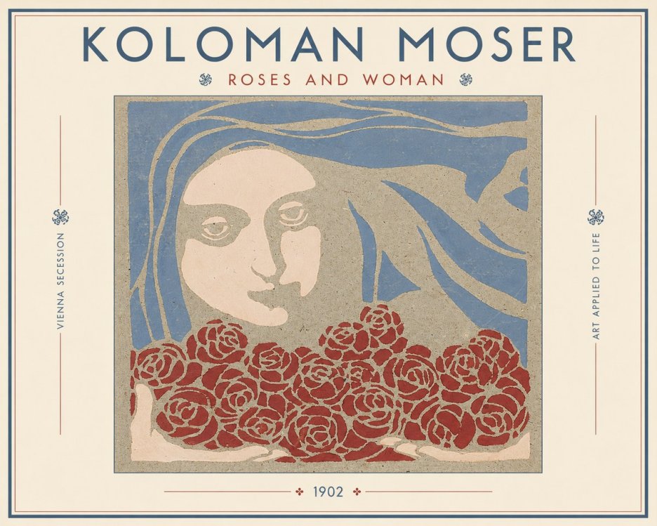 Koloman Moser Roses and Woman No3 - Poster
