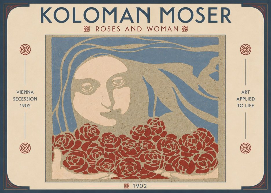 Koloman Moser Roses and Woman No6 - Poster