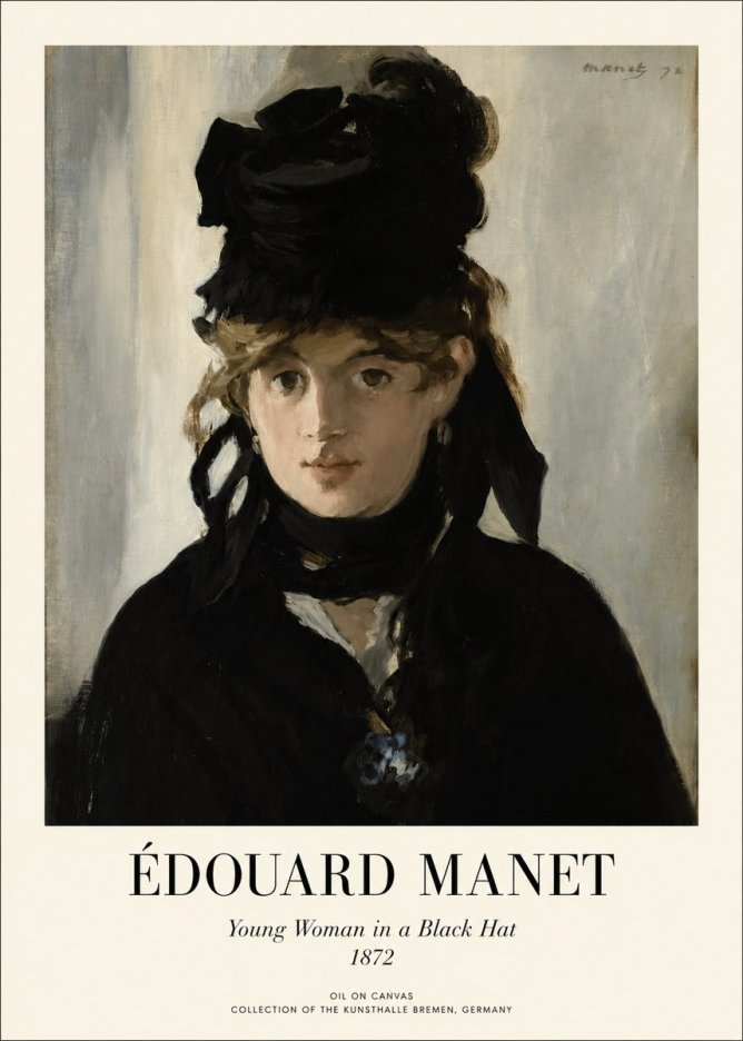 Édouard Manet Young Woman in a Black Hat I No1 - Poster