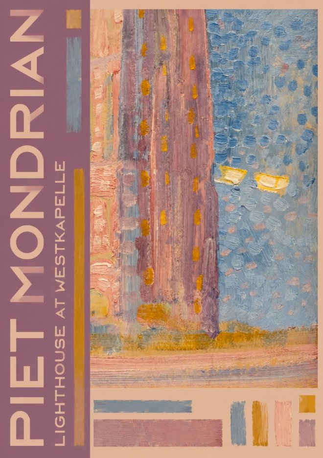 Piet Mondrian Lighthouse at Westkapelle No6 - Poster