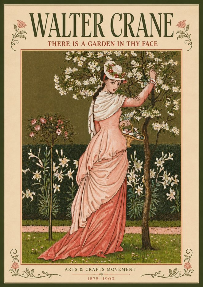 Walter Crane There Is a Garden in Thy Face I No5 - Poster