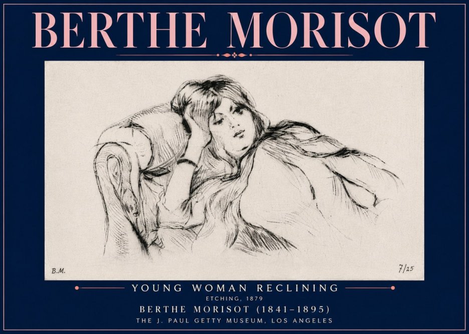 Berthe Morisot Young Woman Reclining I No5 - Poster