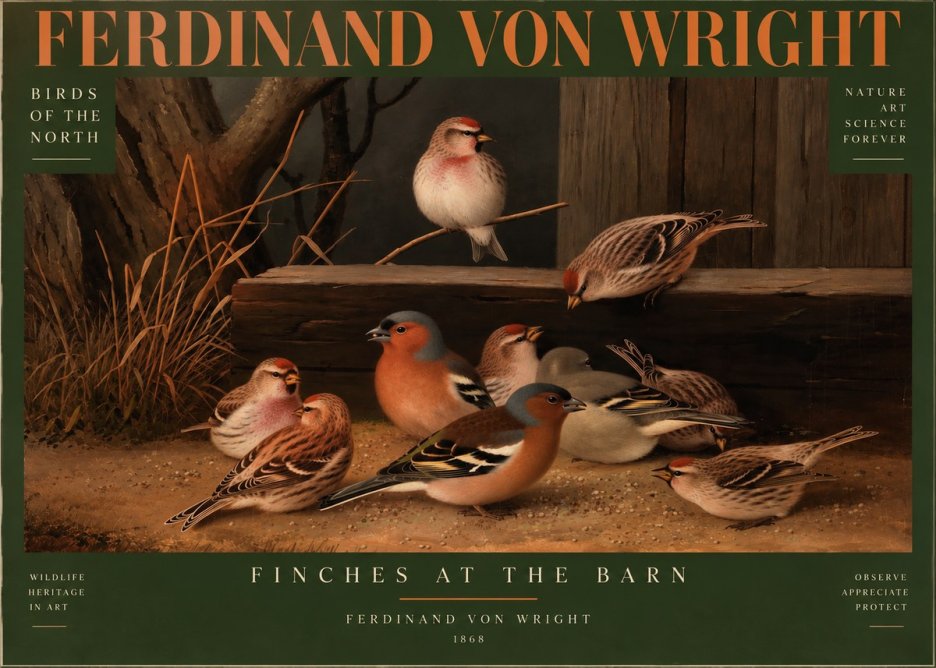 Ferdinand von Wright Finches No4 - Poster