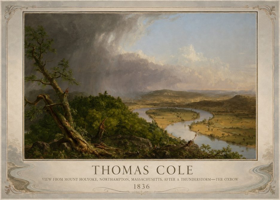 Thomas Cole View from Mount Holyoke, Northampton, Massachusetts, After a Thunderstorm—the Oxbow II No6 - Poster