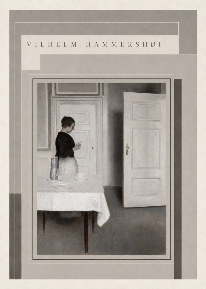 Vilhelm Hammershøi Interior with a Woman Reading a Letter No3 - Poster
