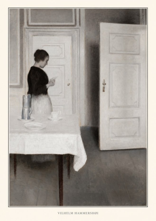 Vilhelm Hammershøi Interior with a Woman Reading a Letter No4 - Poster