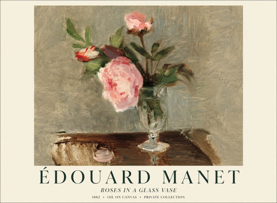 Édouard Manet Roses in a Glass Vase No1 - Poster