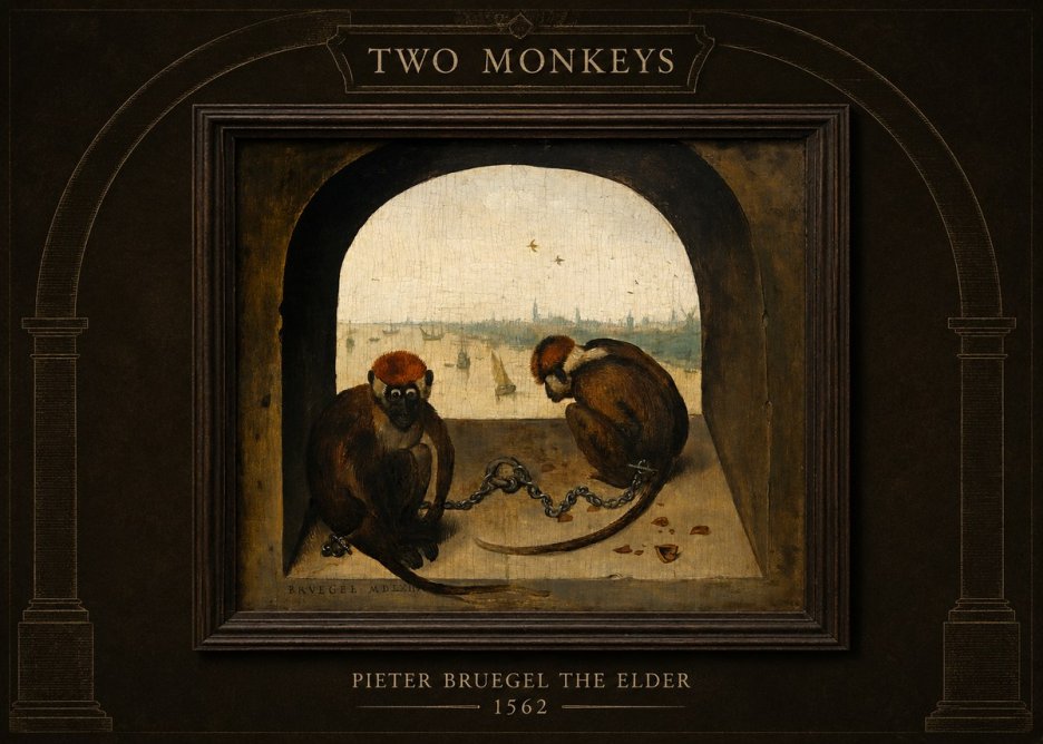 Pieter Bruegel Two Monkeys III No4 - Poster