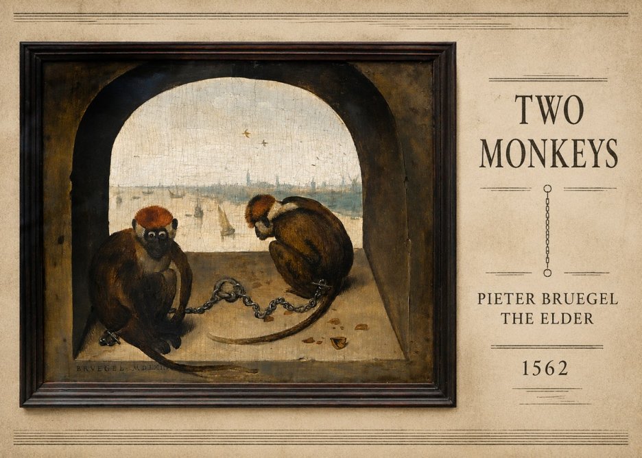 Pieter Bruegel Two Monkeys III No5 - Poster