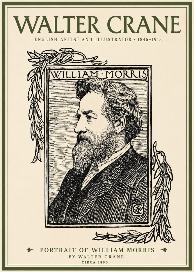 Walter Crane Portrait of William Morris No2 - Poster