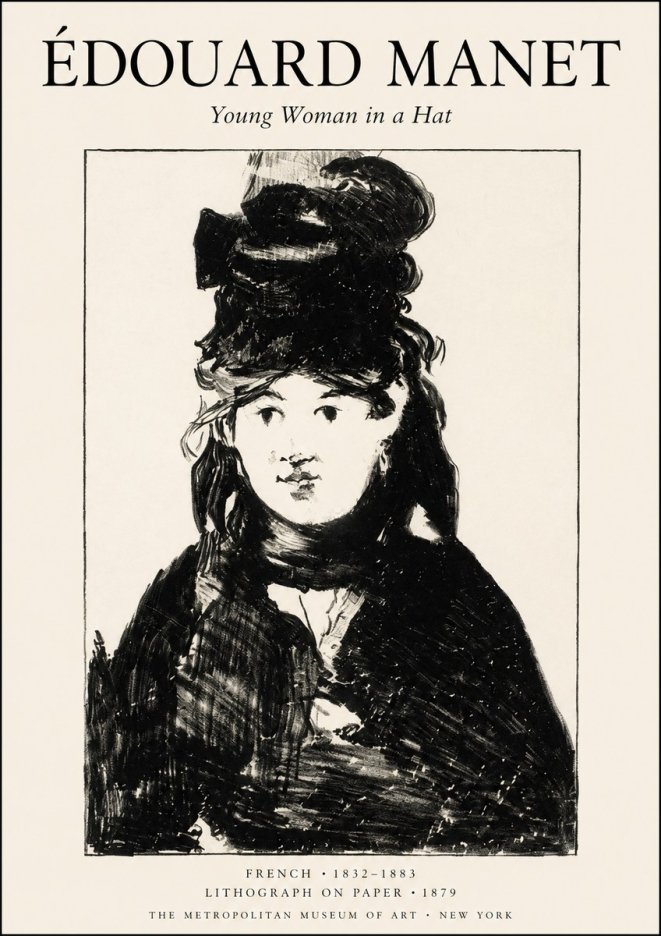 Édouard Manet Young Woman in a Hat II No1 - Poster
