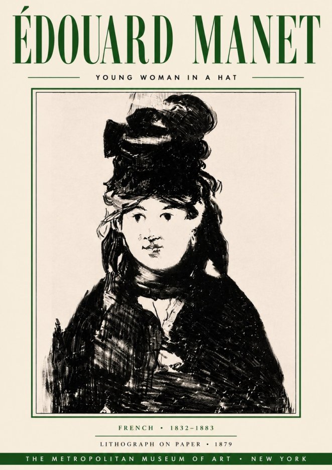Édouard Manet Young Woman in a Hat II No6 - Poster