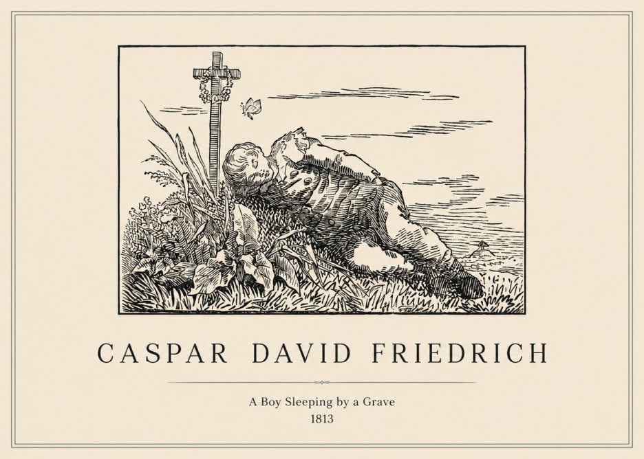 Caspar David Friedrich A Boy Sleeping by a Grave No1 - Poster