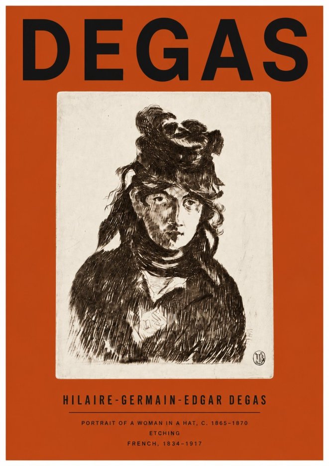 Edgar Degas Portrait of a Woman in a Hat No4 - Poster