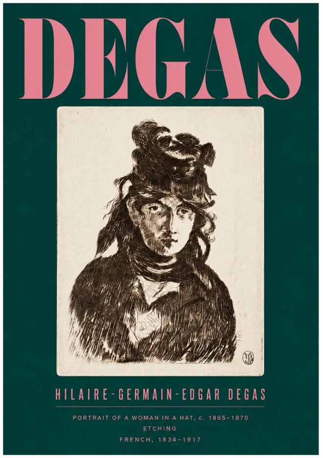 Edgar Degas Portrait of a Woman in a Hat No5 - Poster