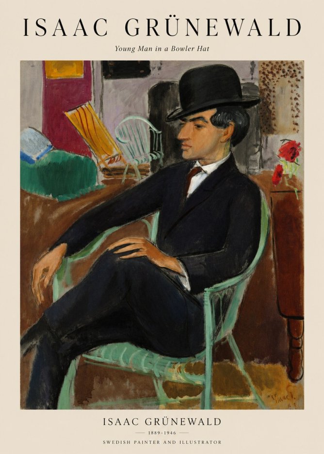 Isaac Grünewald Young Man in a Bowler Hat No1 - Poster