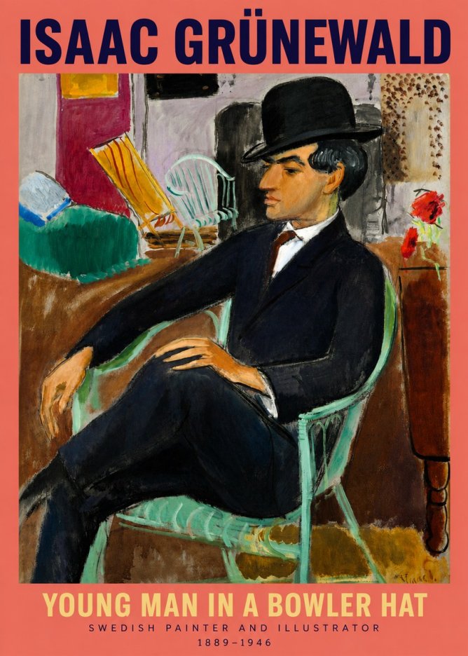 Isaac Grünewald Young Man in a Bowler Hat No2 - Poster