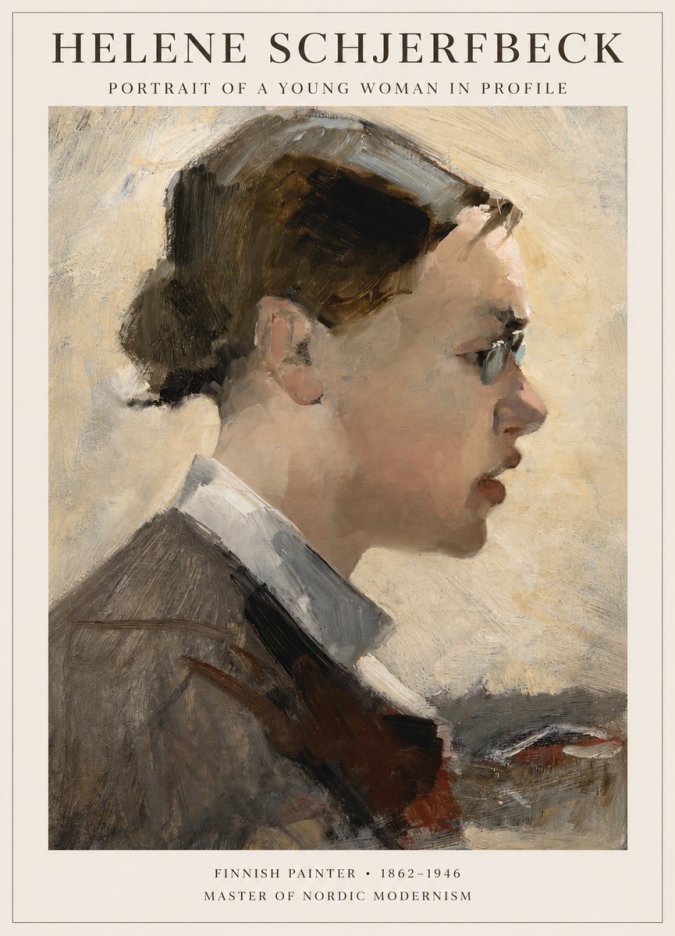 Helene Schjerfbeck Portrait of a Young Woman in Profile No1 - Poster