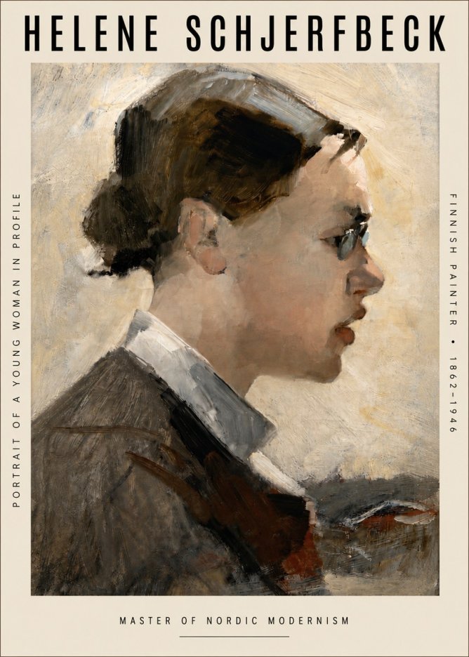 Helene Schjerfbeck Portrait of a Young Woman in Profile No4 - Poster