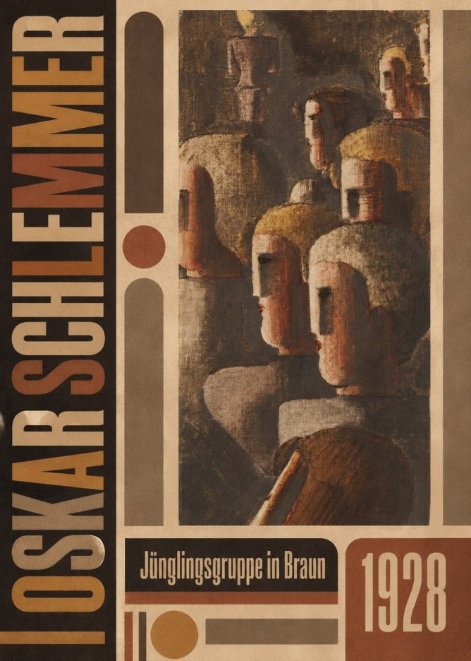 Oskar Schlemmer Jünglingsgruppe in Braun No5 - Poster