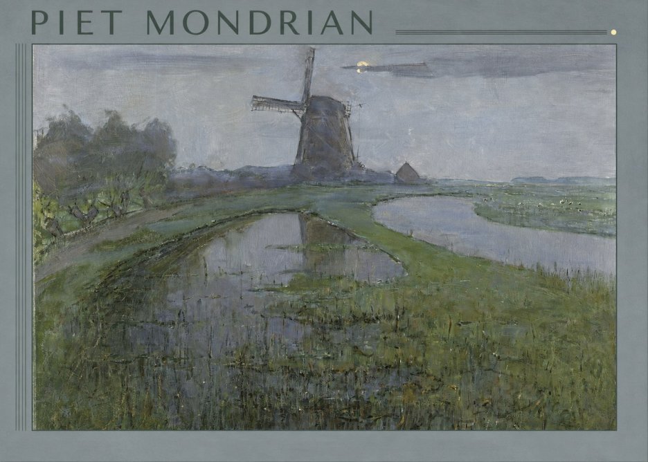 Piet Mondrian Windmill by the Water II No1 - Poster