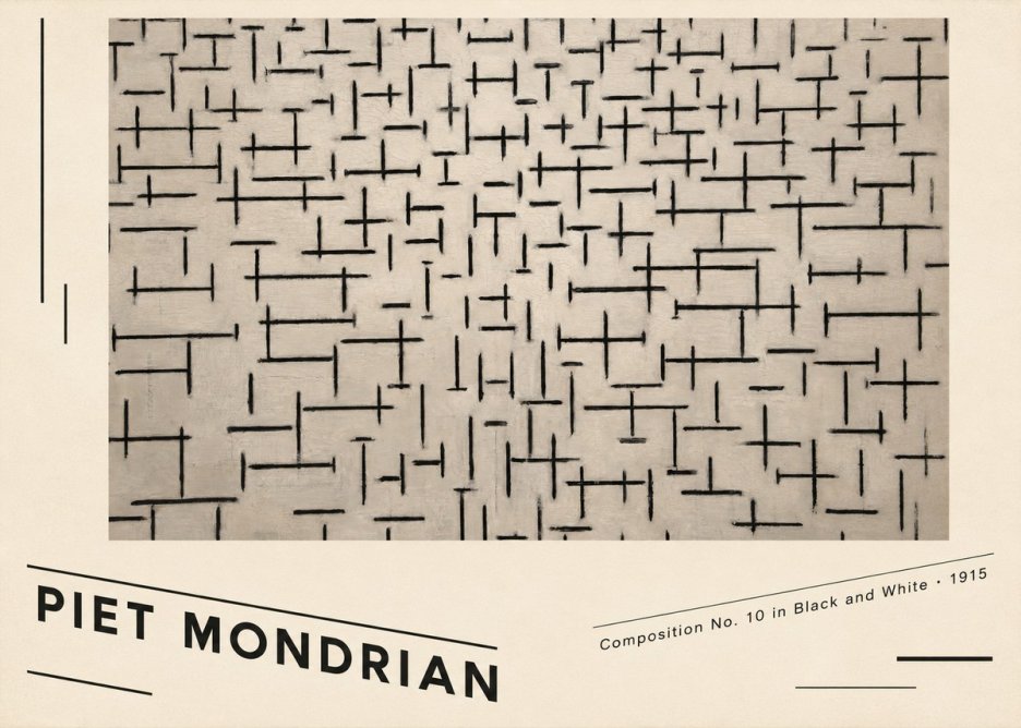 Piet Mondrian Composition No. 10 in Black and White No6 - Poster