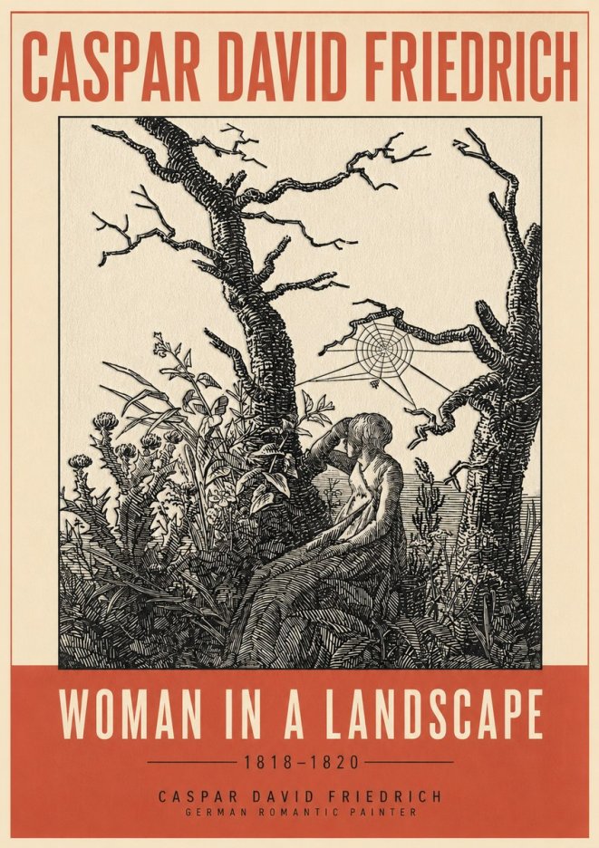 Caspar David Friedrich Woman in a Landscape No3 - Poster