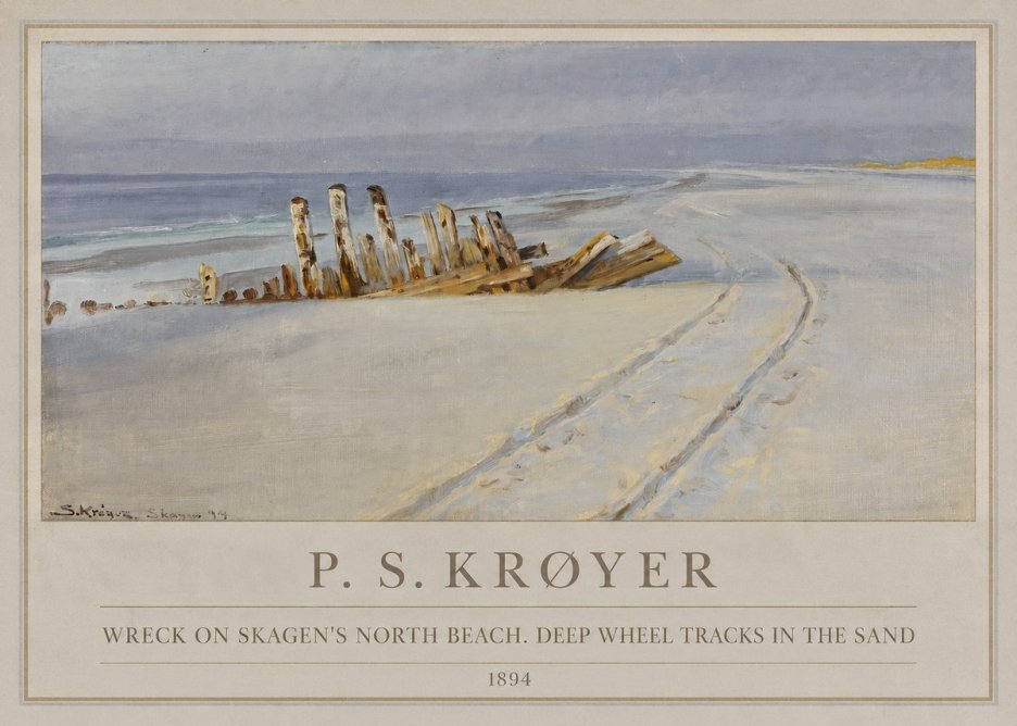 P.S. Krøyer Wreck on Skagen's North Beach. Deep Wheel Tracks in the Sand No1 - Poster