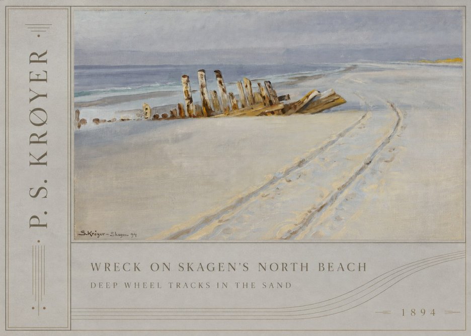 P.S. Krøyer Wreck on Skagen's North Beach. Deep Wheel Tracks in the Sand No2 - Poster