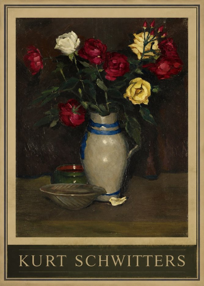 Kurt Schwitters Still Life with Roses No1 - Poster