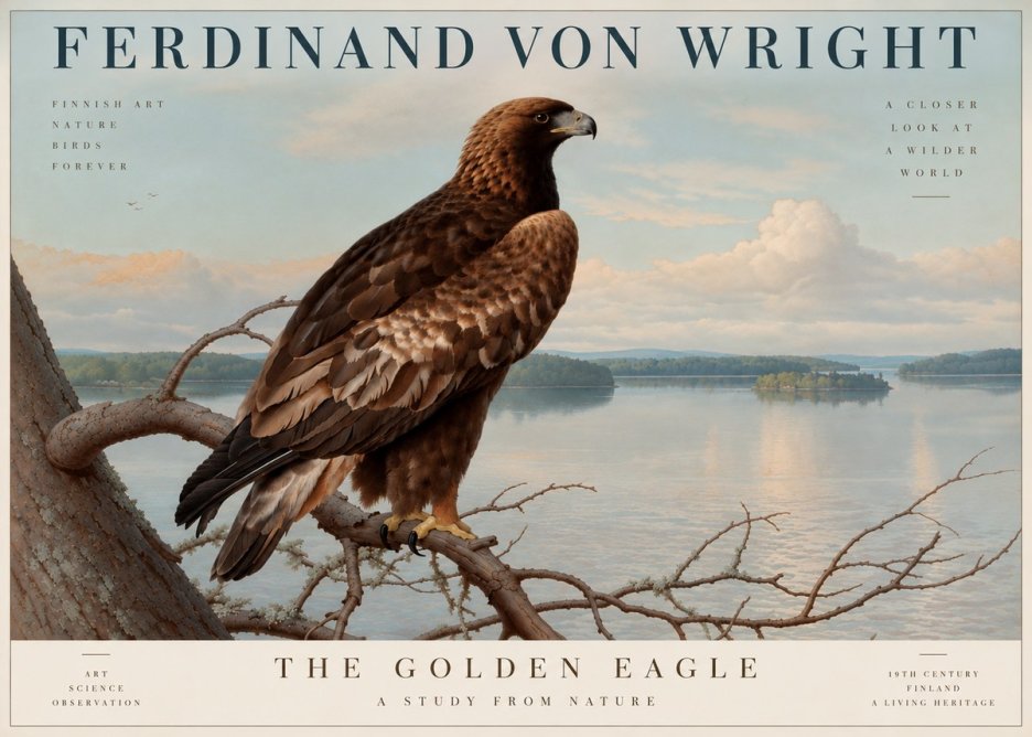 Ferdinand von Wright Eagle Perched by the Lake No5 - Poster