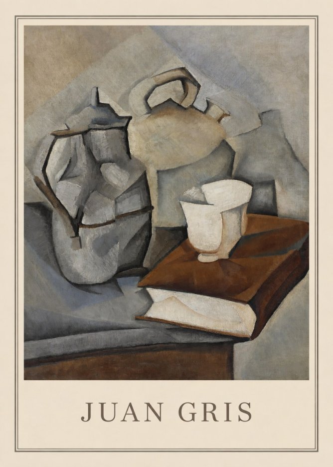 Juan Gris Still Life with Book and Vessels No3 - Poster