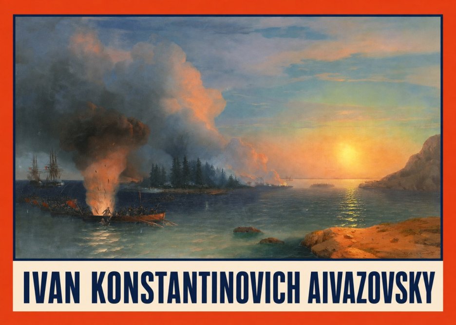 Ivan Konstantinovich Aivazovsky Battle of Chesma No2 - Poster