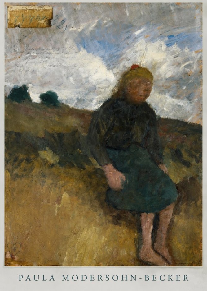 Paula Modersohn-Becker Seated Girl in the Moor No6 - Poster
