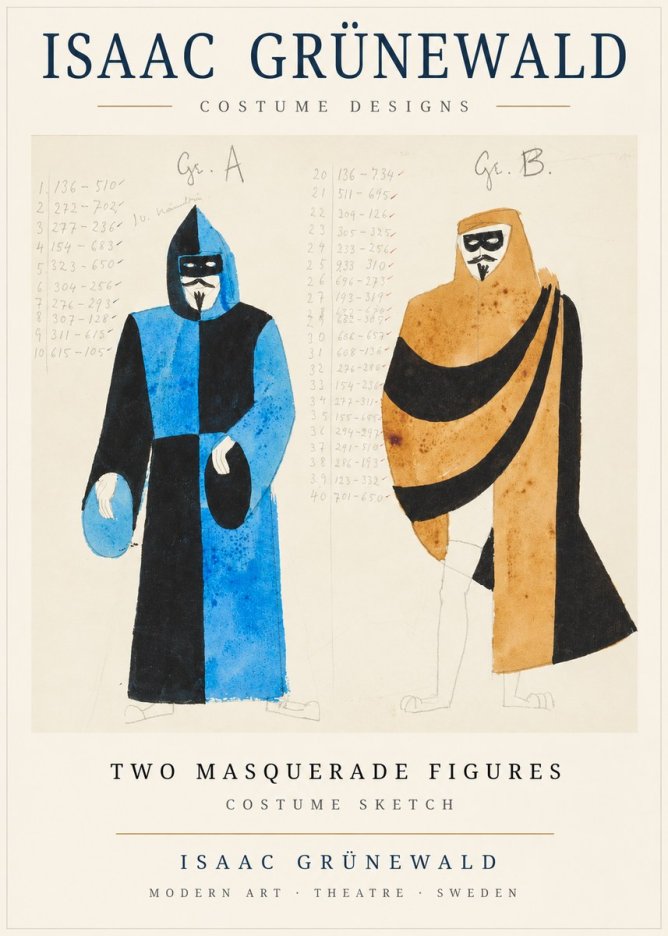 Isaac Grünewald Two Masquerade Figures - Costume Sketch No1 - Poster