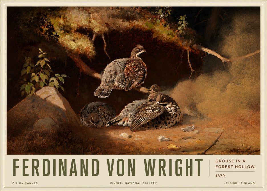 Ferdinand von Wright Grouse in a Forest Hollow No6 - Poster