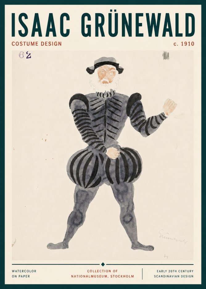 Isaac Grünewald Costume Design C. 1910 No3 - Poster