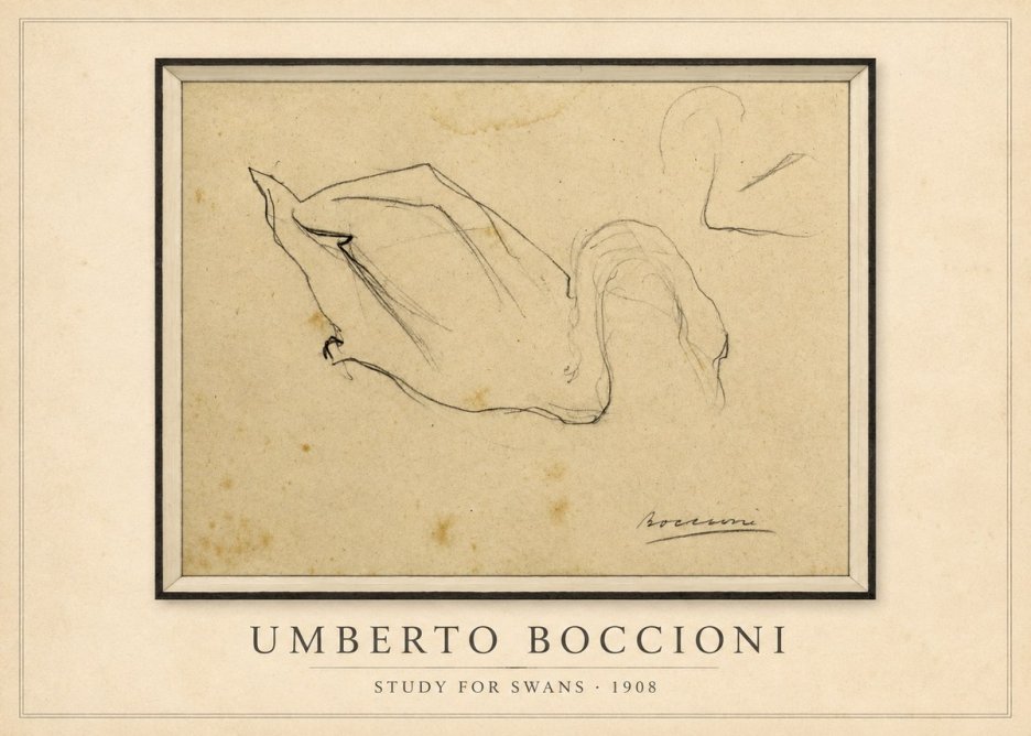 Umberto Boccioni Study for Swans No1 - Poster
