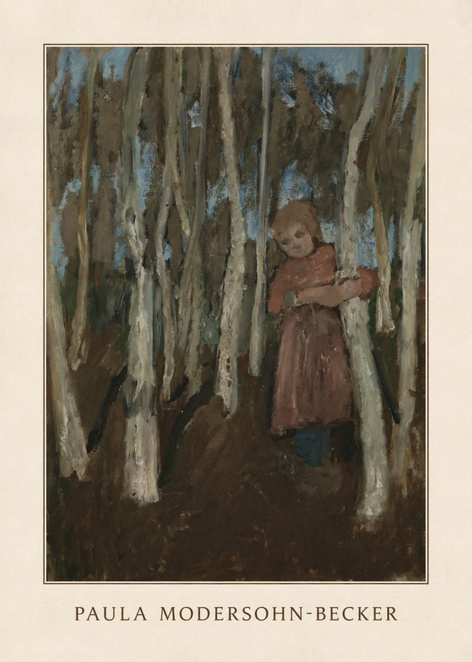 Paula Modersohn-Becker Girl in a Birch Forest No3 - Poster