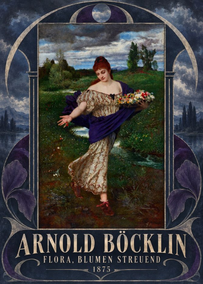 Arnold Böcklin Flora, Blumen Streuend II No6 - Poster