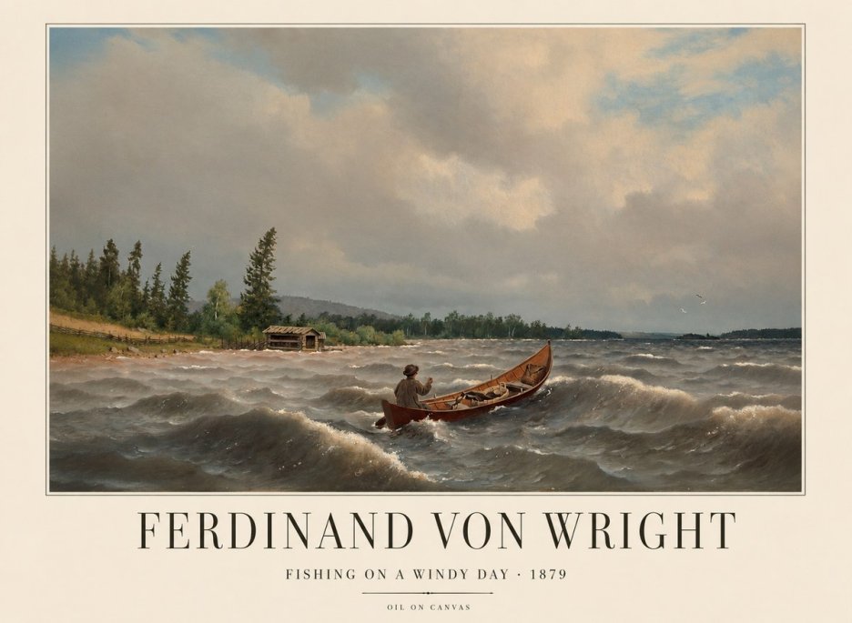 Ferdinand von Wright Fishing on a Windy Day No1 - Poster