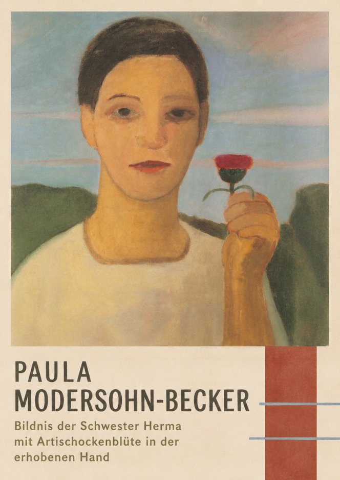 Paula Modersohn-Becker Bildnis Der Schwester Herma Mit Artischockenblüte in Der Erhobenen Hand No4 - Poster